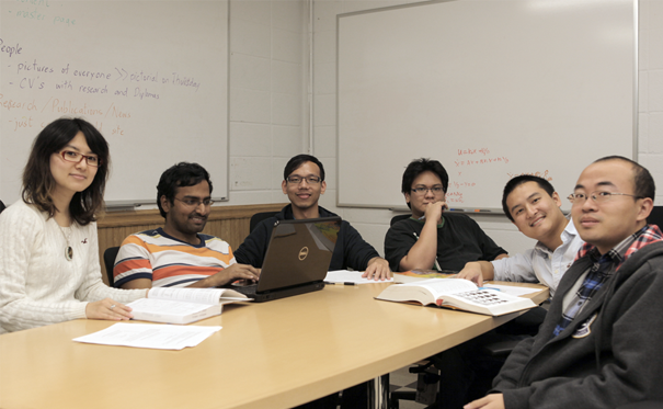 From left to right: Shu Liu (M.S. student), Babji Srinivasan (postdoc), Guang Shao (M.S. student), Miguel, Albert, and Yu