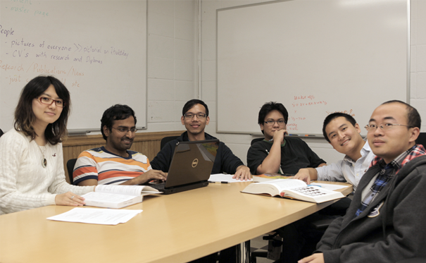 From left to right: Shu Liu (M.S. student), Babji Srinivasan (postdoc), Guang Shao (M.S. student), Miguel, Albert, and Yu 